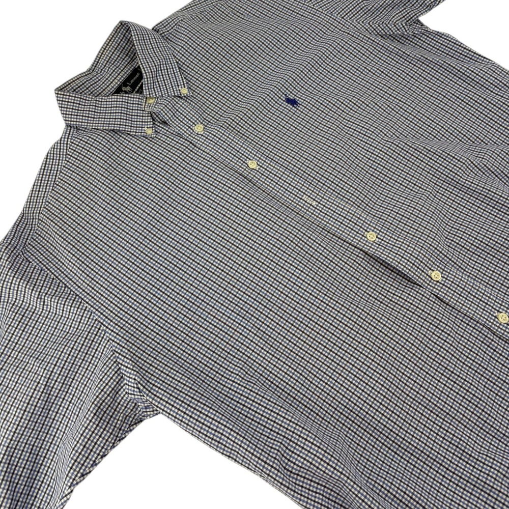 Ralph Lauren Blake Button Down Mens L Shirt Blue White Gingham Plaid Cotton